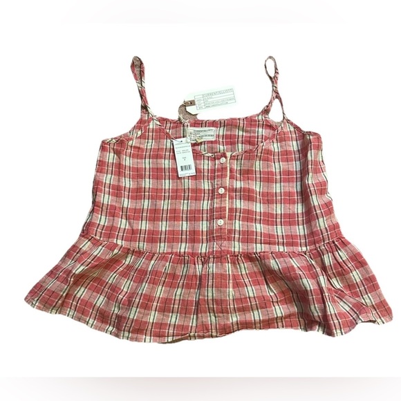 NWT XS Current /Elliott The Workwear Peplum Redwood Plaid Size 0 $178 Retail - Picture 1 of 9